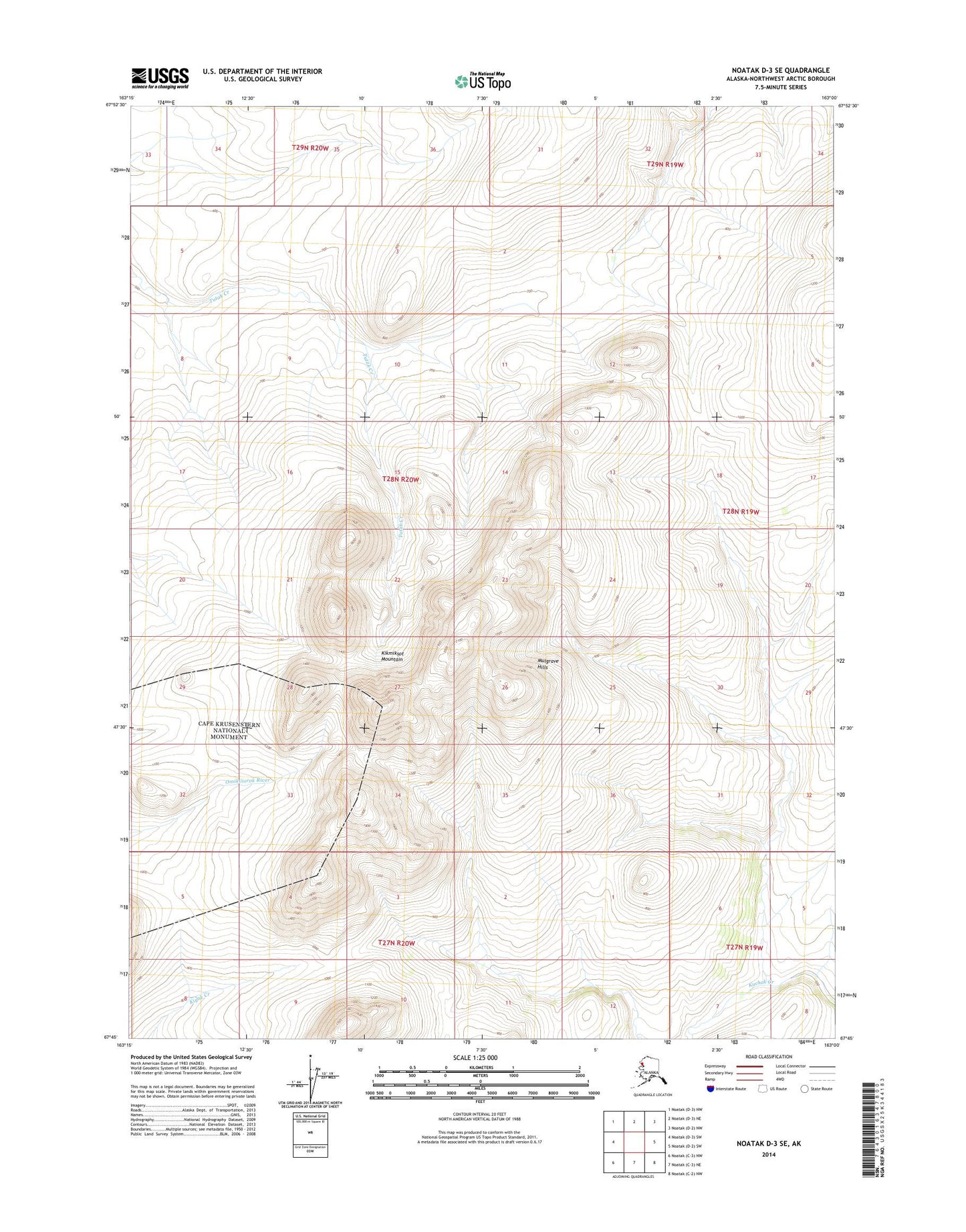 Noatak D-3 SE Alaska US Topo Map Image