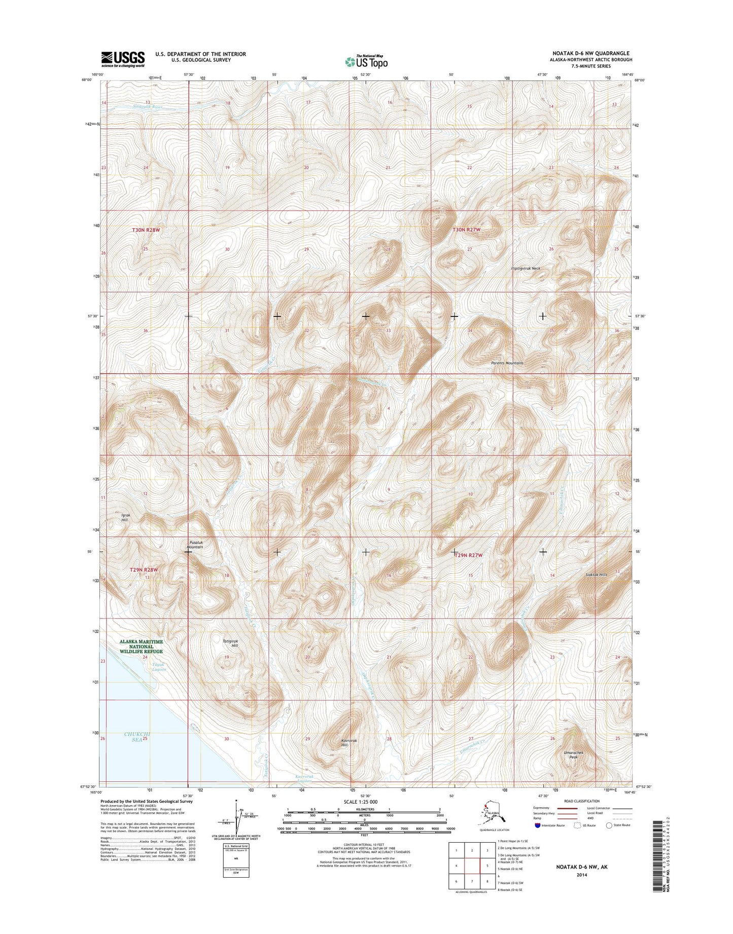 Noatak D-6 NW Alaska US Topo Map Image