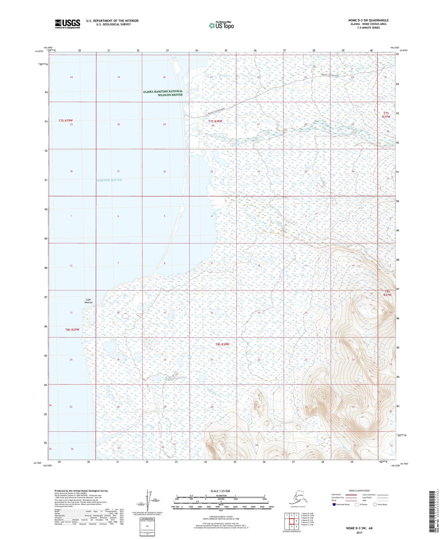 Nome D-3 SW Alaska US Topo Map Image