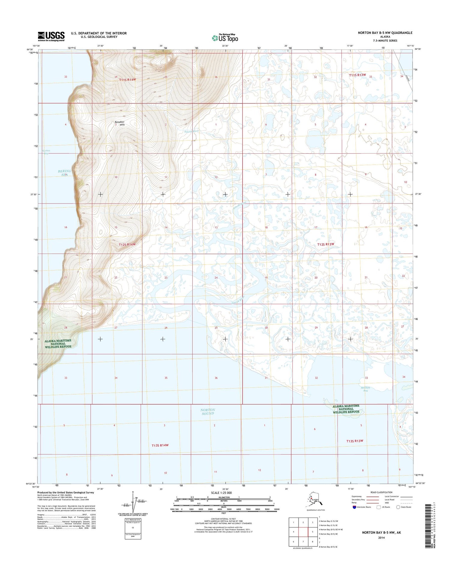 Norton Bay B-5 NW Alaska US Topo Map Image