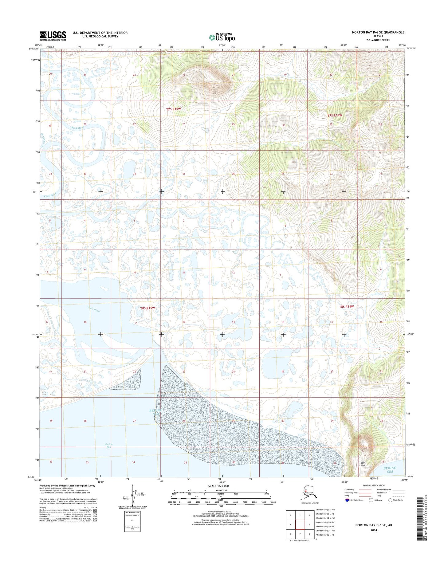 Norton Bay D-6 SE Alaska US Topo Map Image