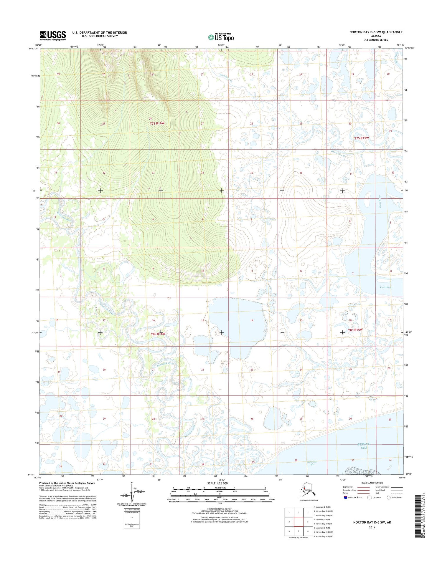 Norton Bay D-6 SW Alaska US Topo Map Image