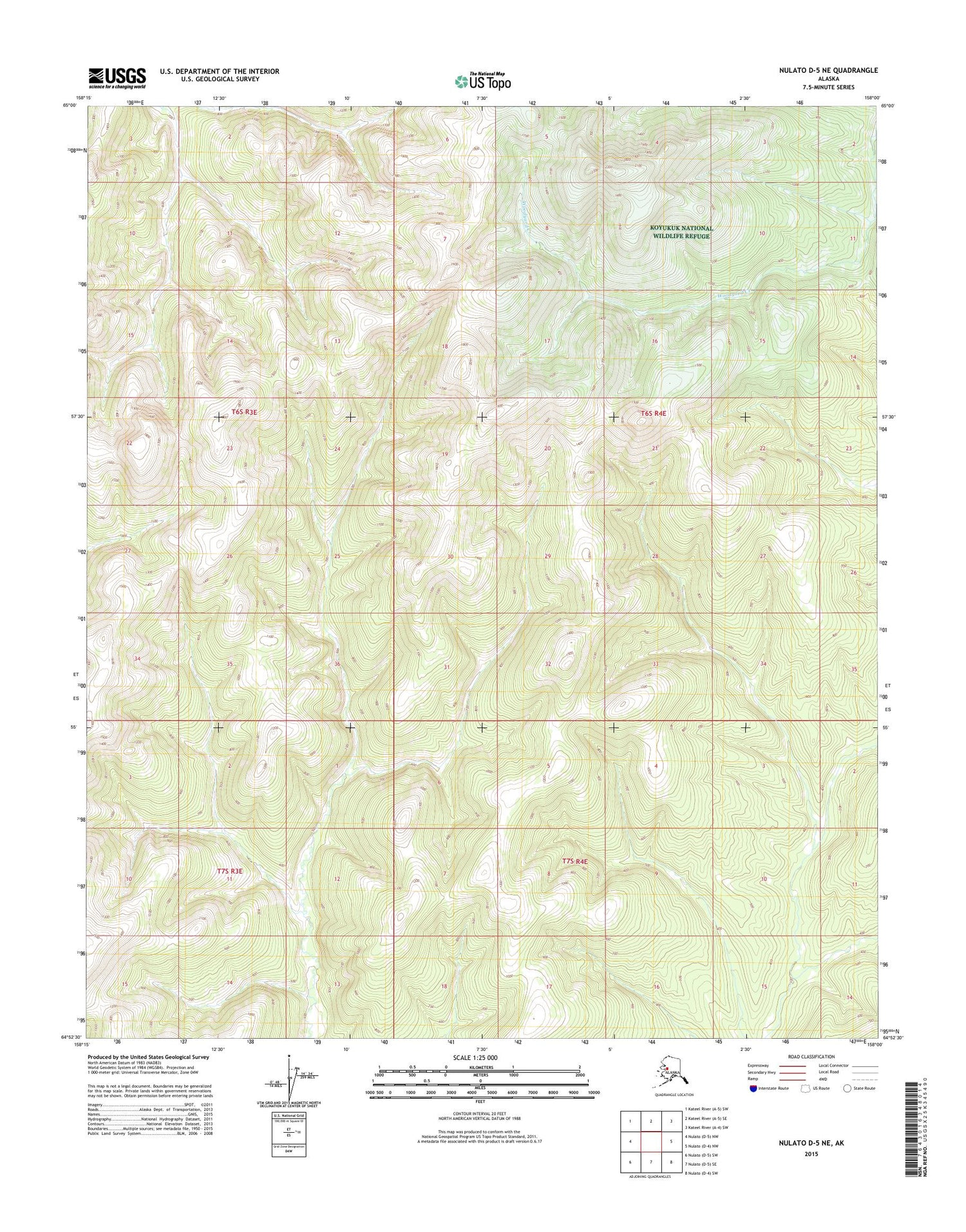 Nulato D-5 NE Alaska US Topo Map Image