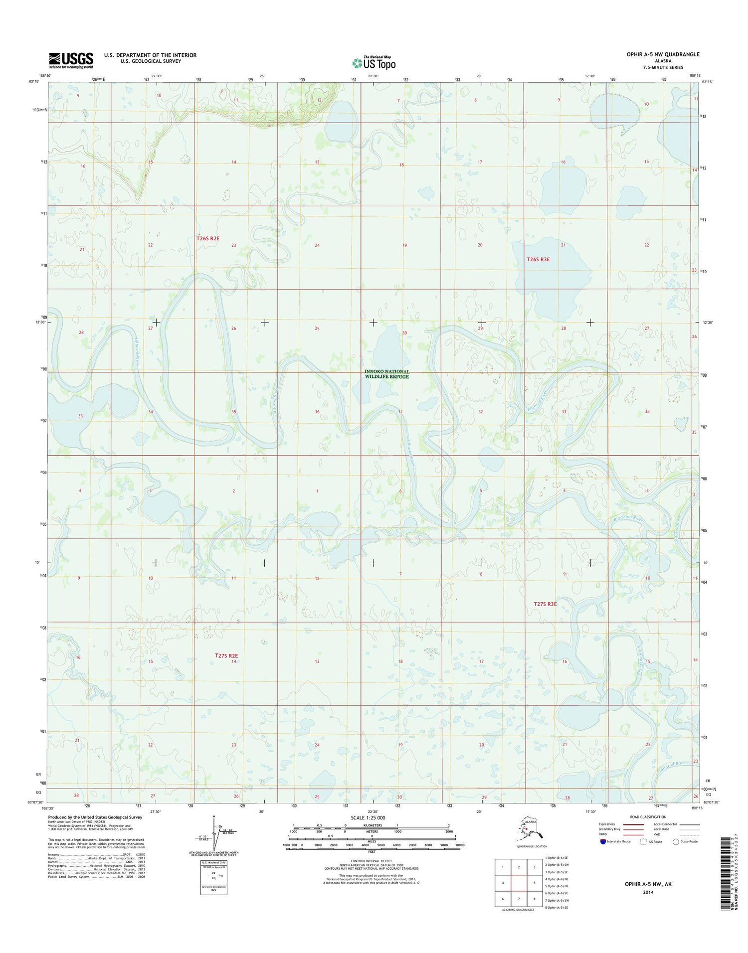 Ophir A-5 NW Alaska US Topo Map Image