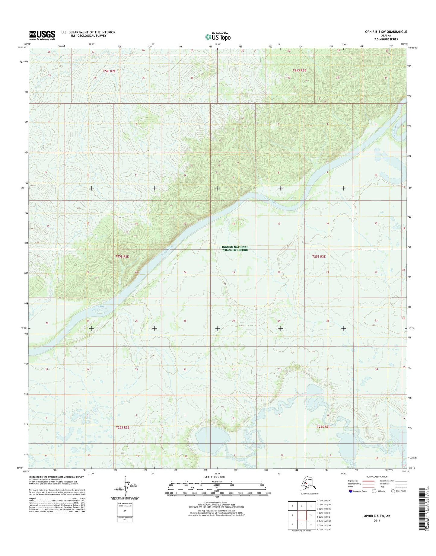 Ophir B-5 SW Alaska US Topo Map Image