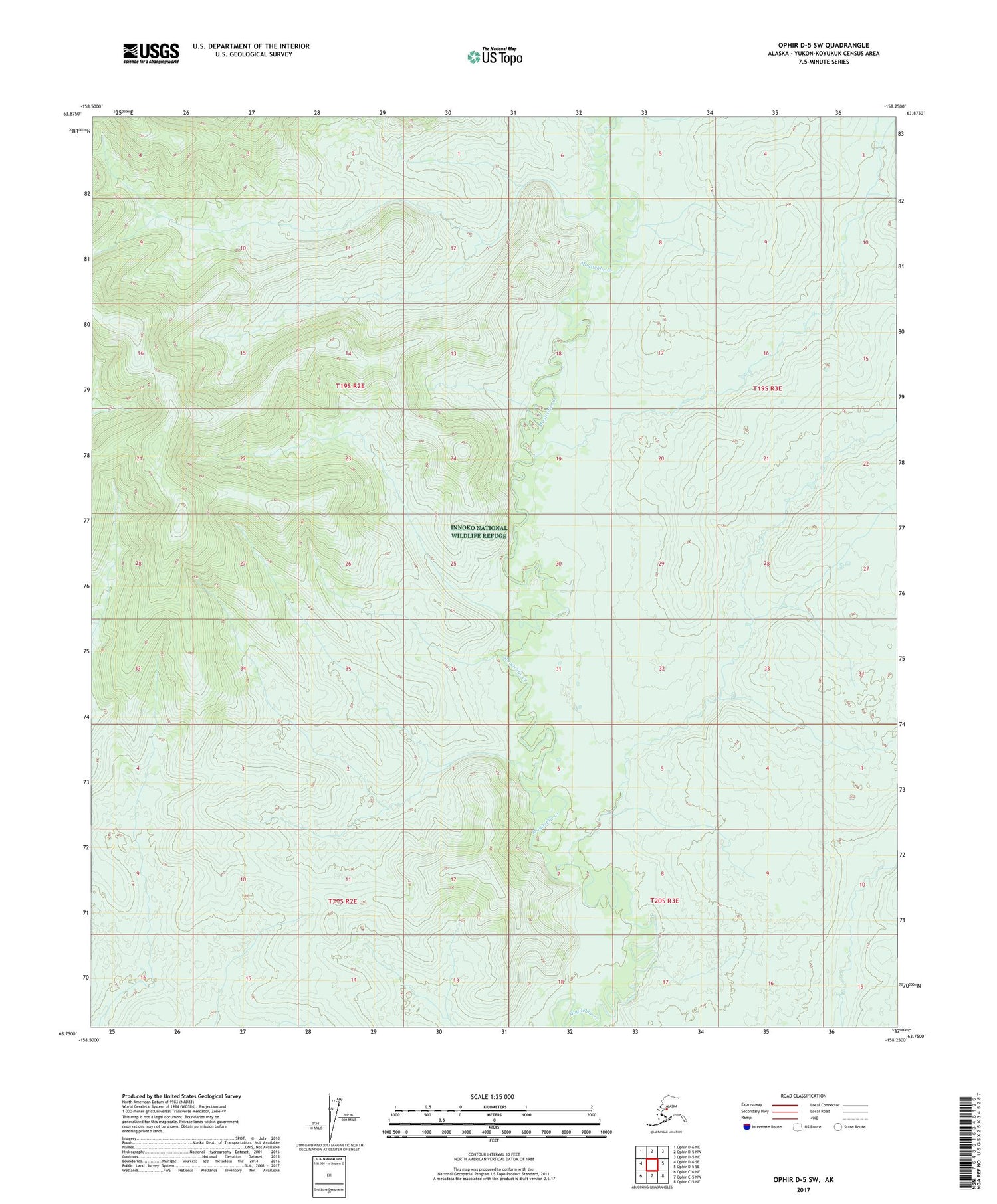 Ophir D-5 SW Alaska US Topo Map Image