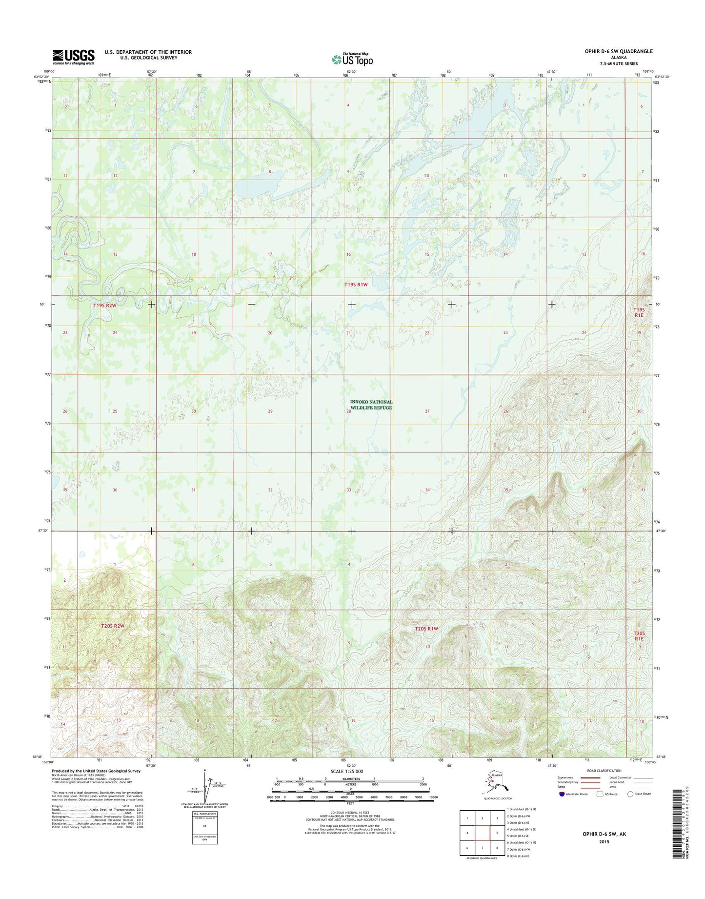 Ophir D-6 SW Alaska US Topo Map Image