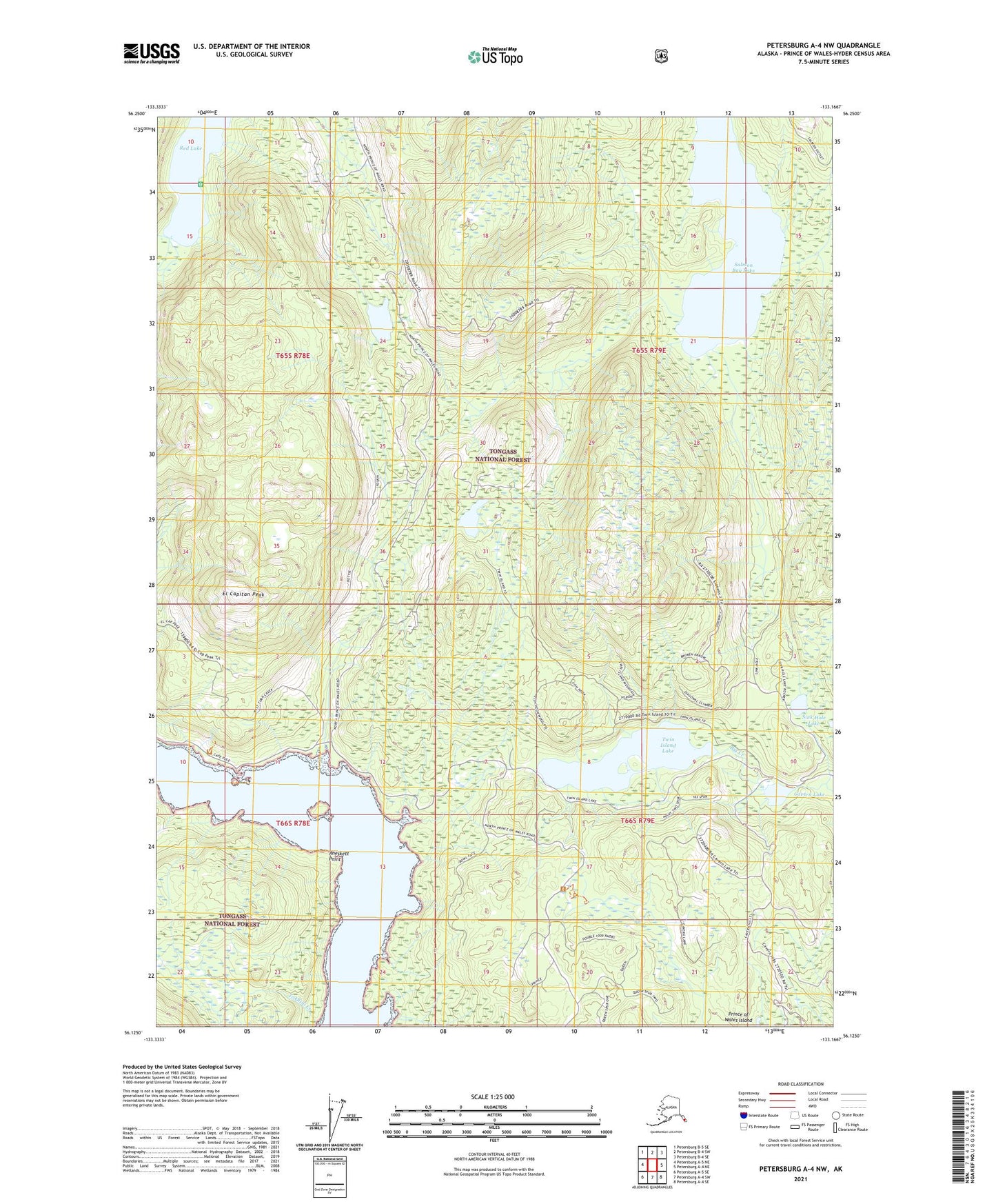 Petersburg A-4 NW Alaska US Topo Map Image