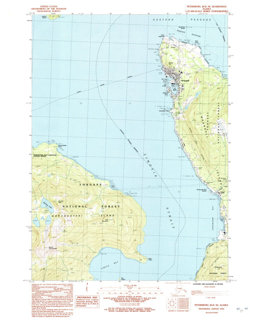 Classic USGS Petersburg B-2 NE Alaska 7.5'x7.5' Topo Map Image