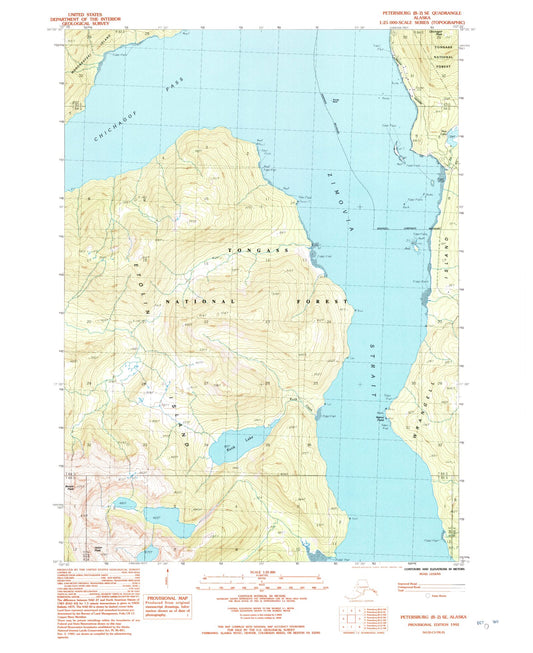 Classic USGS Petersburg B-2 SE Alaska 7.5'x7.5' Topo Map Image