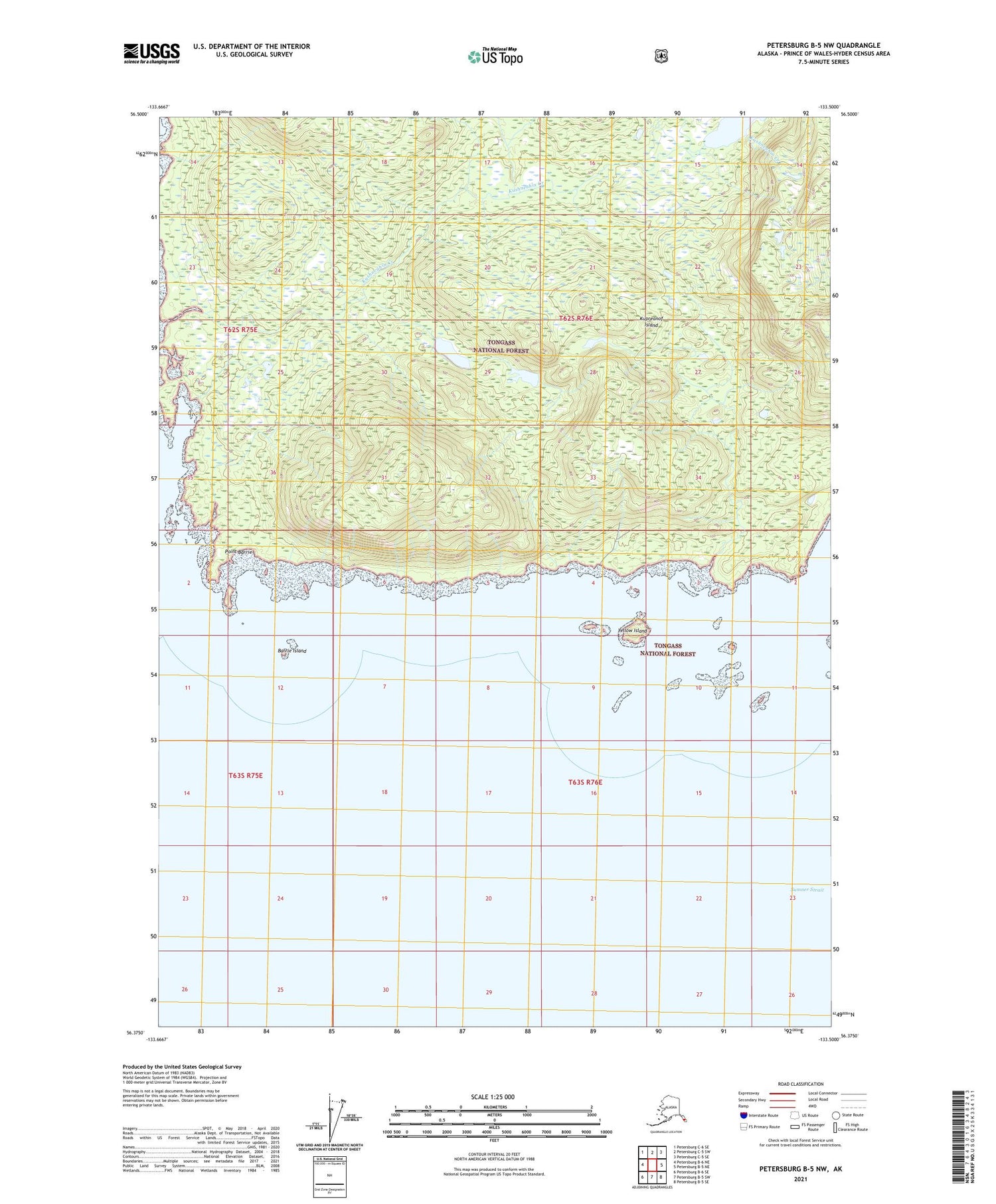 Petersburg B-5 NW Alaska US Topo Map Image