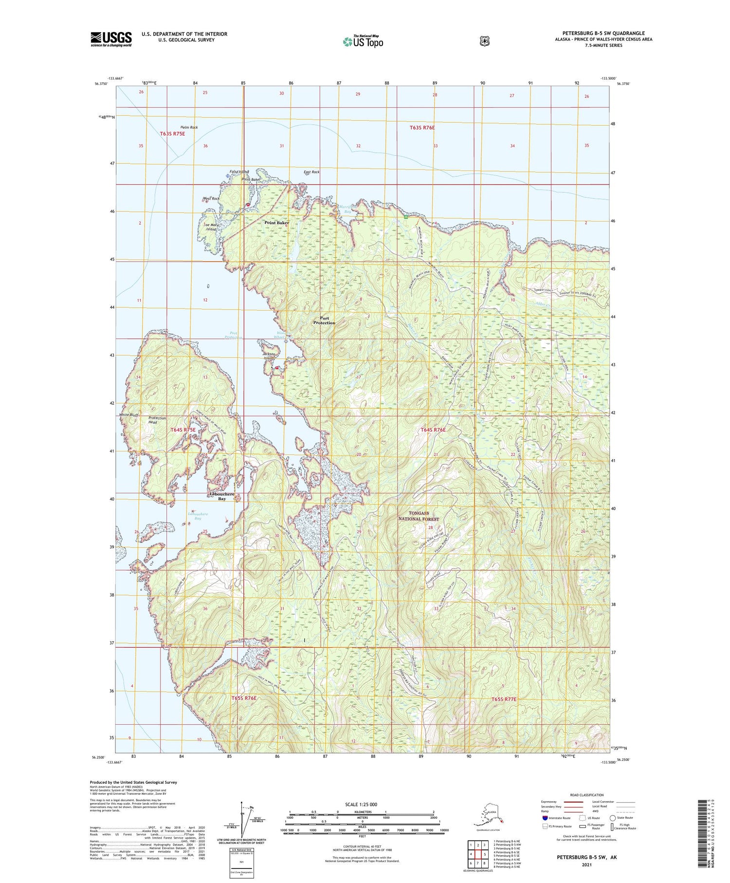 Petersburg B-5 SW Alaska US Topo Map Image