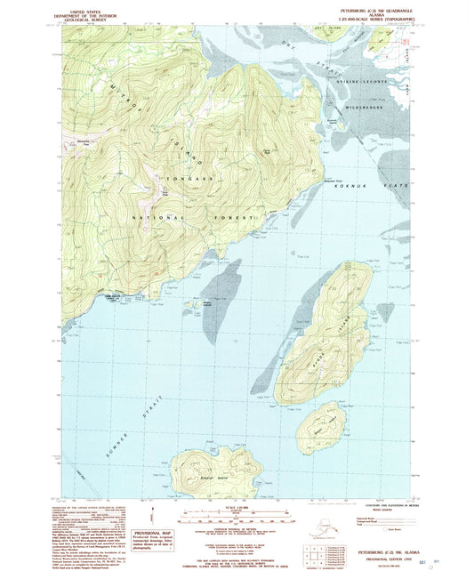 Classic USGS Petersburg C-2 SW Alaska 7.5'x7.5' Topo Map Image