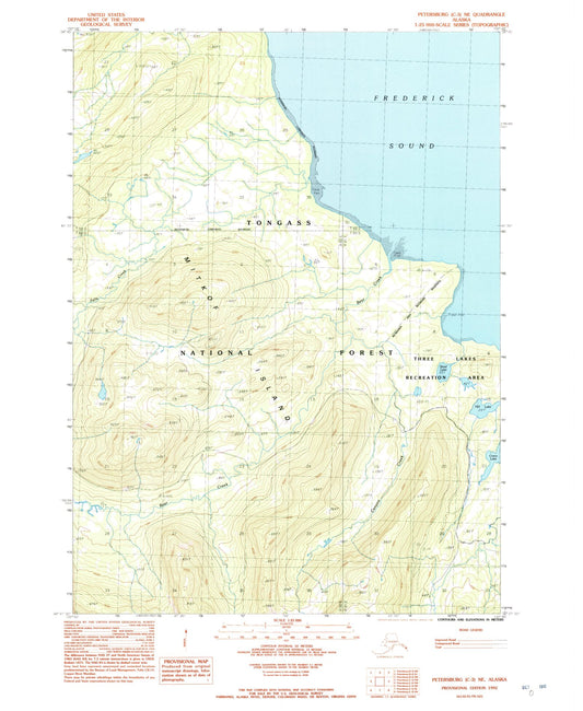 Classic USGS Petersburg C-3 NE Alaska 7.5'x7.5' Topo Map Image