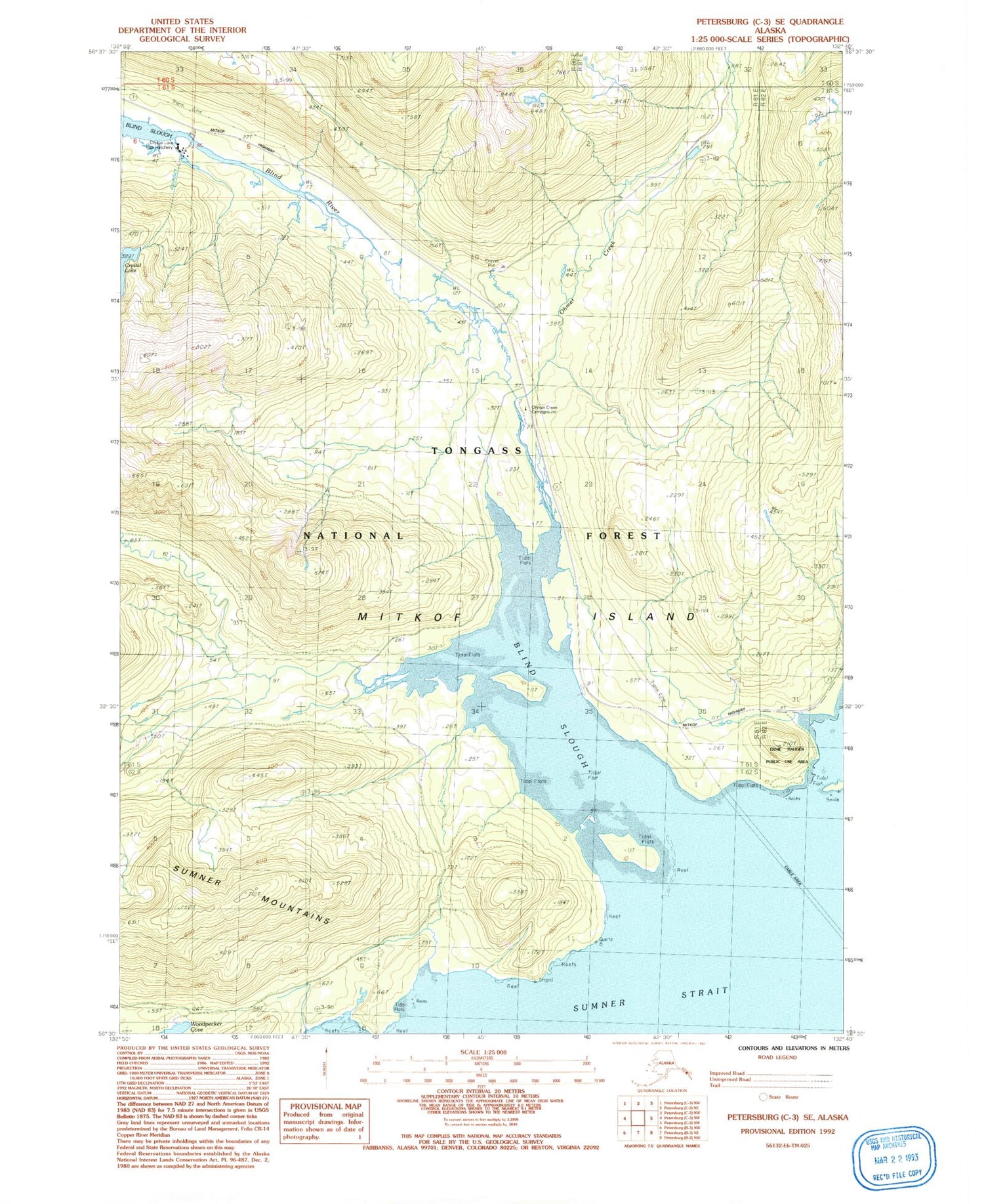 Classic USGS Petersburg C-3 SE Alaska 7.5'x7.5' Topo Map Image