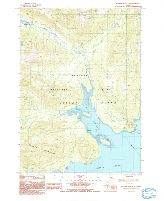 Classic USGS Petersburg C-3 SE Alaska 7.5'x7.5' Topo Map Image