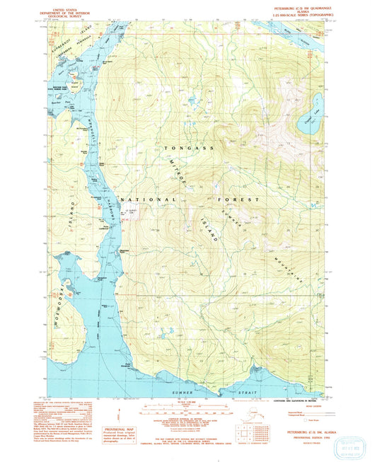 Classic USGS Petersburg C-3 SW Alaska 7.5'x7.5' Topo Map Image