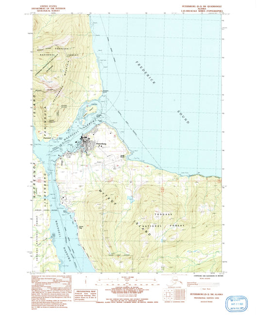 Classic USGS Petersburg D-3 SW Alaska 7.5'x7.5' Topo Map Image