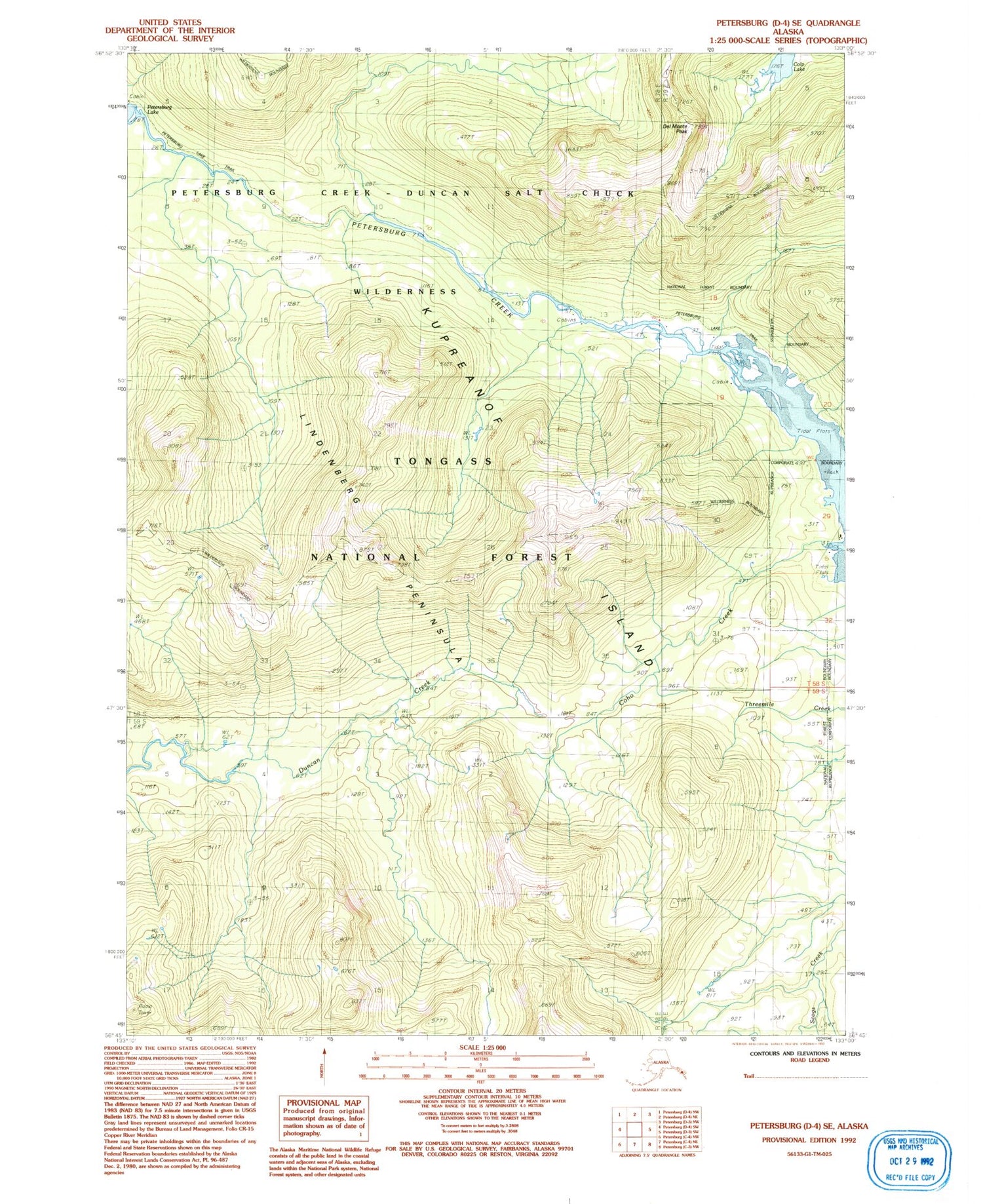 Classic USGS Petersburg D-4 SE Alaska 7.5'x7.5' Topo Map Image