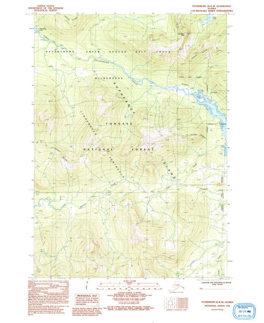 Classic USGS Petersburg D-4 SE Alaska 7.5'x7.5' Topo Map Image