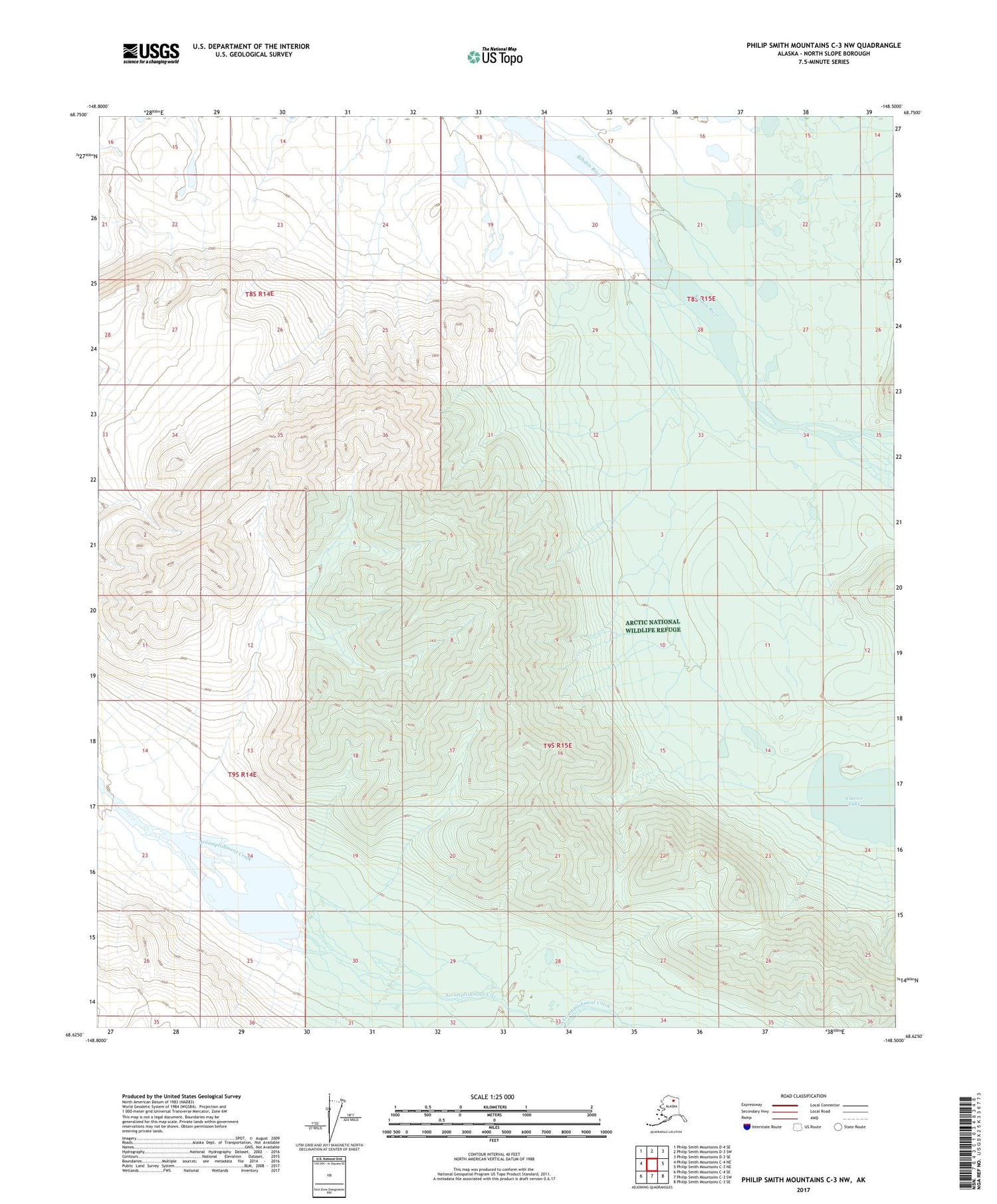 Philip Smith Mountains C-3 NW Alaska US Topo Map Image