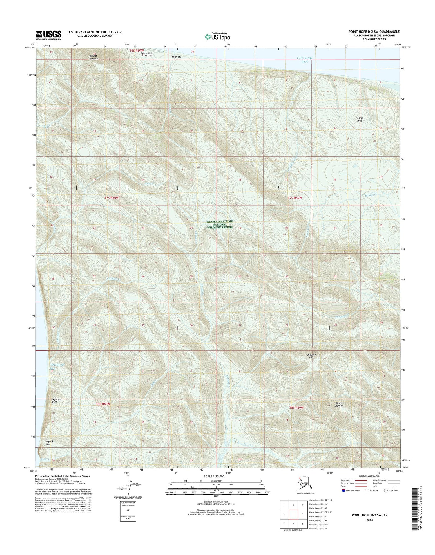 Point Hope D-2 SW Alaska US Topo Map Image