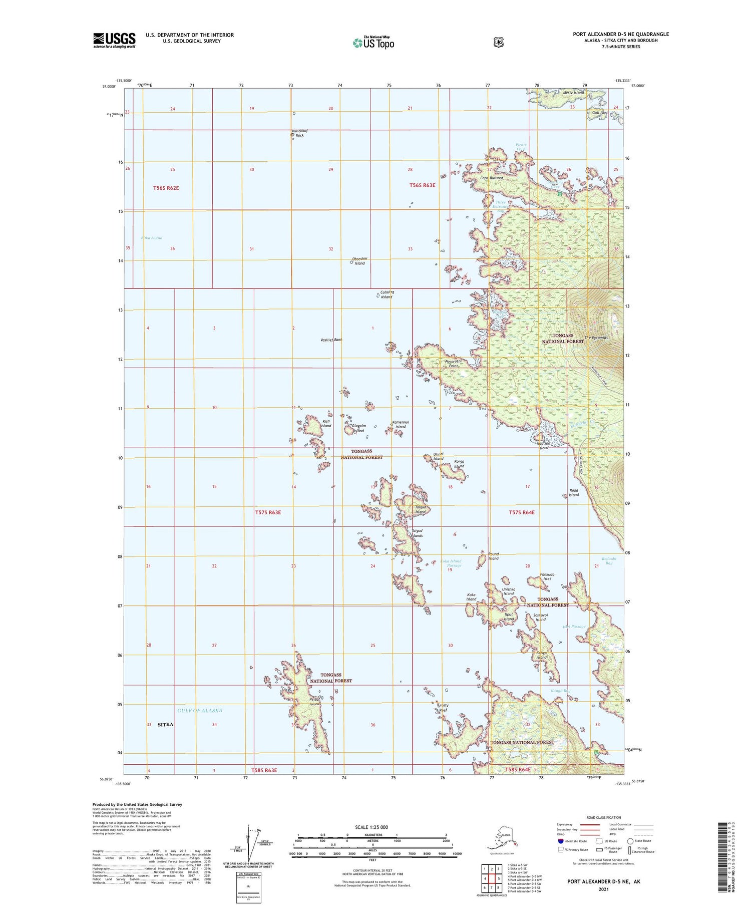 Port Alexander D-5 NE Alaska US Topo Map Image