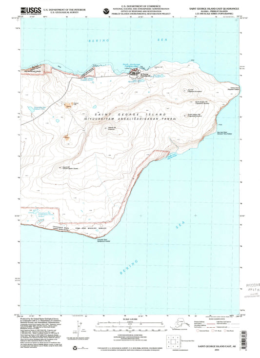 Classic USGS Saint George Island East Alaska 7.5'x7.5' Topo Map Image
