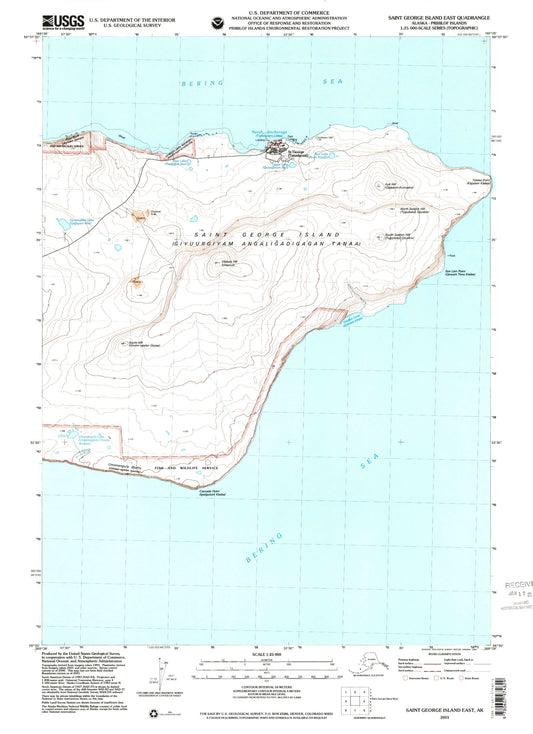 Classic USGS Saint George Island East Alaska 7.5'x7.5' Topo Map Image