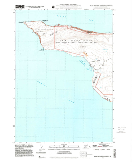Classic USGS Saint George Island West Alaska 7.5'x7.5' Topo Map Image