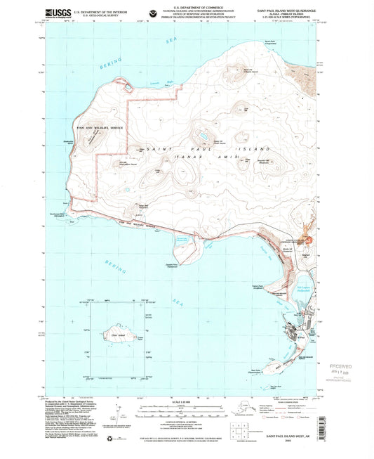 Classic USGS Saint Paul Island West Alaska 7.5'x7.5' Topo Map Image
