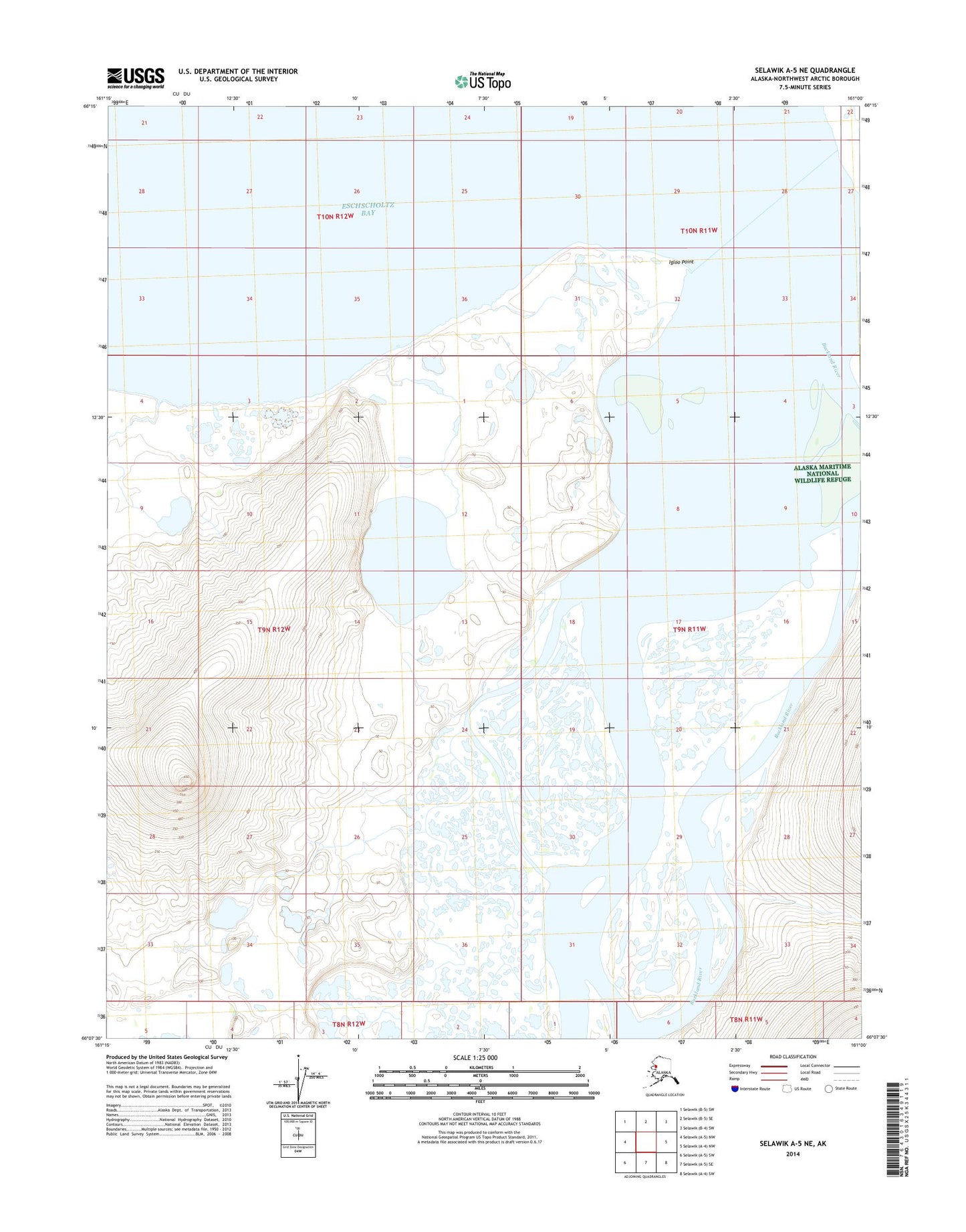 Selawik A-5 NE Alaska US Topo Map Image