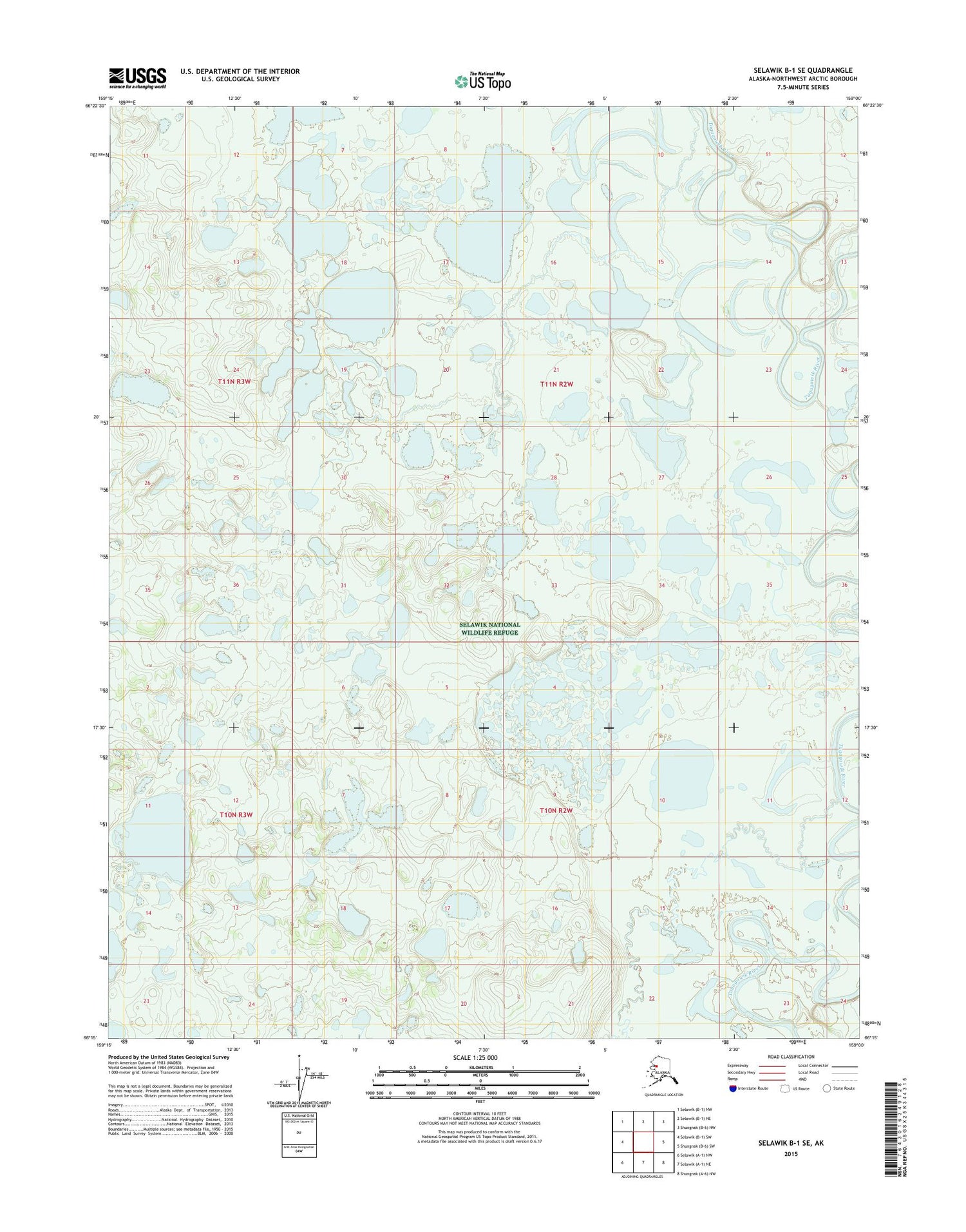 Selawik B-1 SE Alaska US Topo Map Image