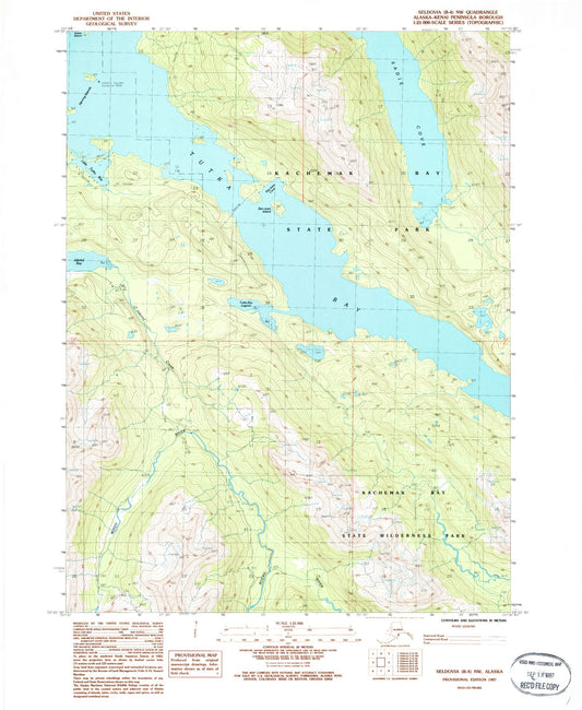Classic USGS Seldovia B-4 NW Alaska 7.5'x7.5' Topo Map Image