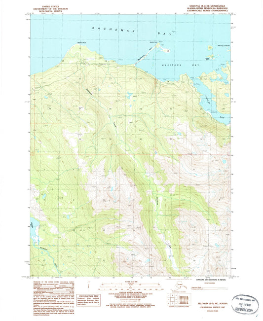 Classic USGS Seldovia B-5 NE Alaska 7.5'x7.5' Topo Map Image