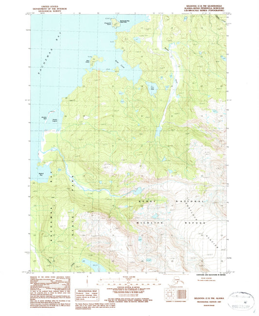 Classic USGS Seldovia C-3 NW Alaska 7.5'x7.5' Topo Map Image