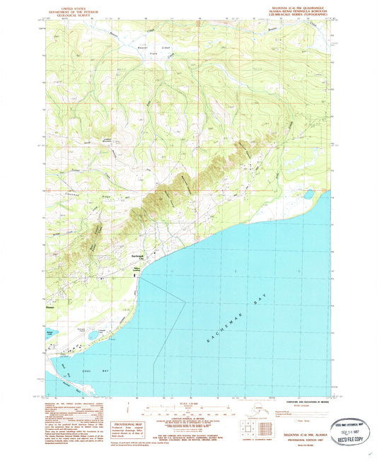 Classic USGS Seldovia C-4 NW Alaska 7.5'x7.5' Topo Map Image