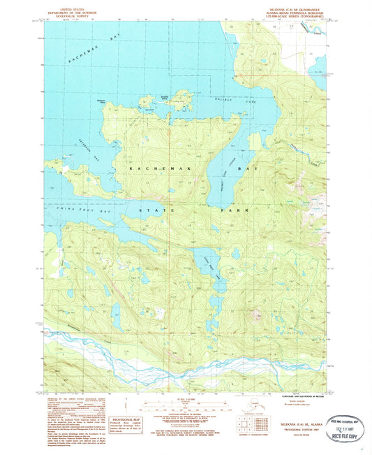 Classic USGS Seldovia C-4 SE Alaska 7.5'x7.5' Topo Map Image