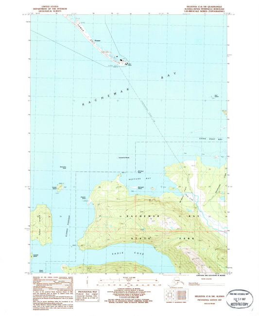 Classic USGS Seldovia C-4 SW Alaska 7.5'x7.5' Topo Map Image