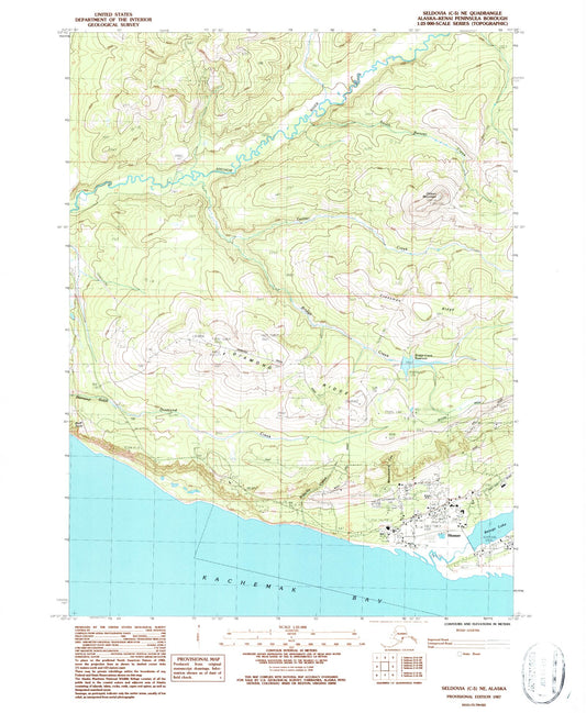 Classic USGS Seldovia C-5 NE Alaska 7.5'x7.5' Topo Map Image