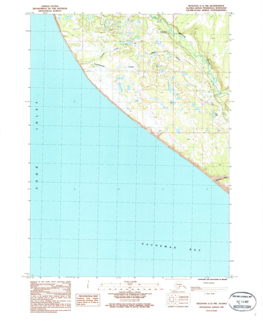 Classic USGS Seldovia C-5 NW Alaska 7.5'x7.5' Topo Map Image