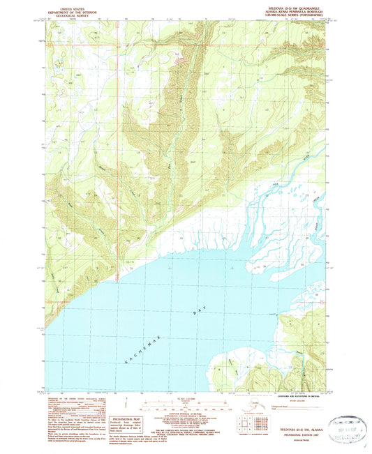 Classic USGS Seldovia D-3 SW Alaska 7.5'x7.5' Topo Map Image
