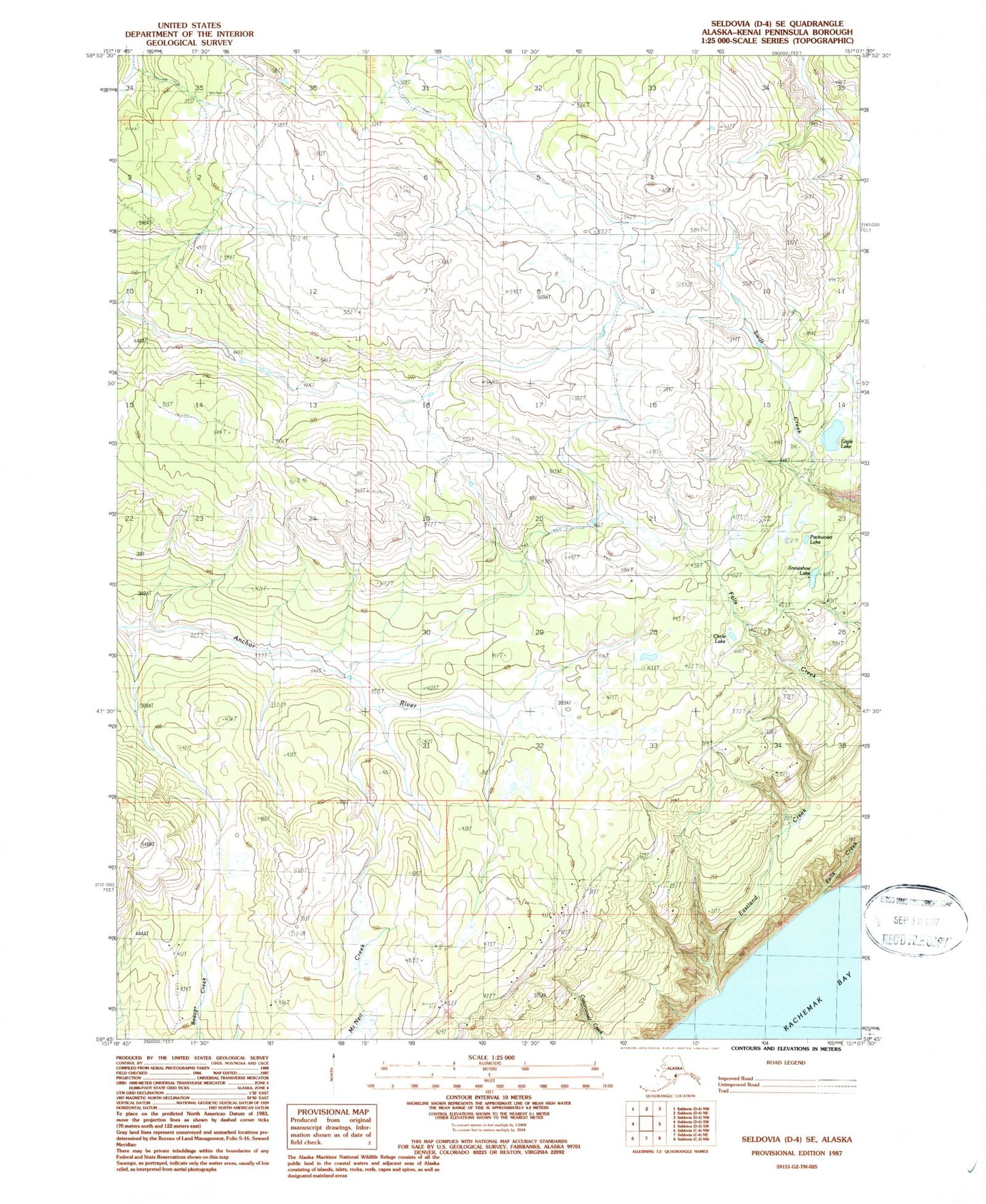 Classic USGS Seldovia D-4 SE Alaska 7.5'x7.5' Topo Map Image