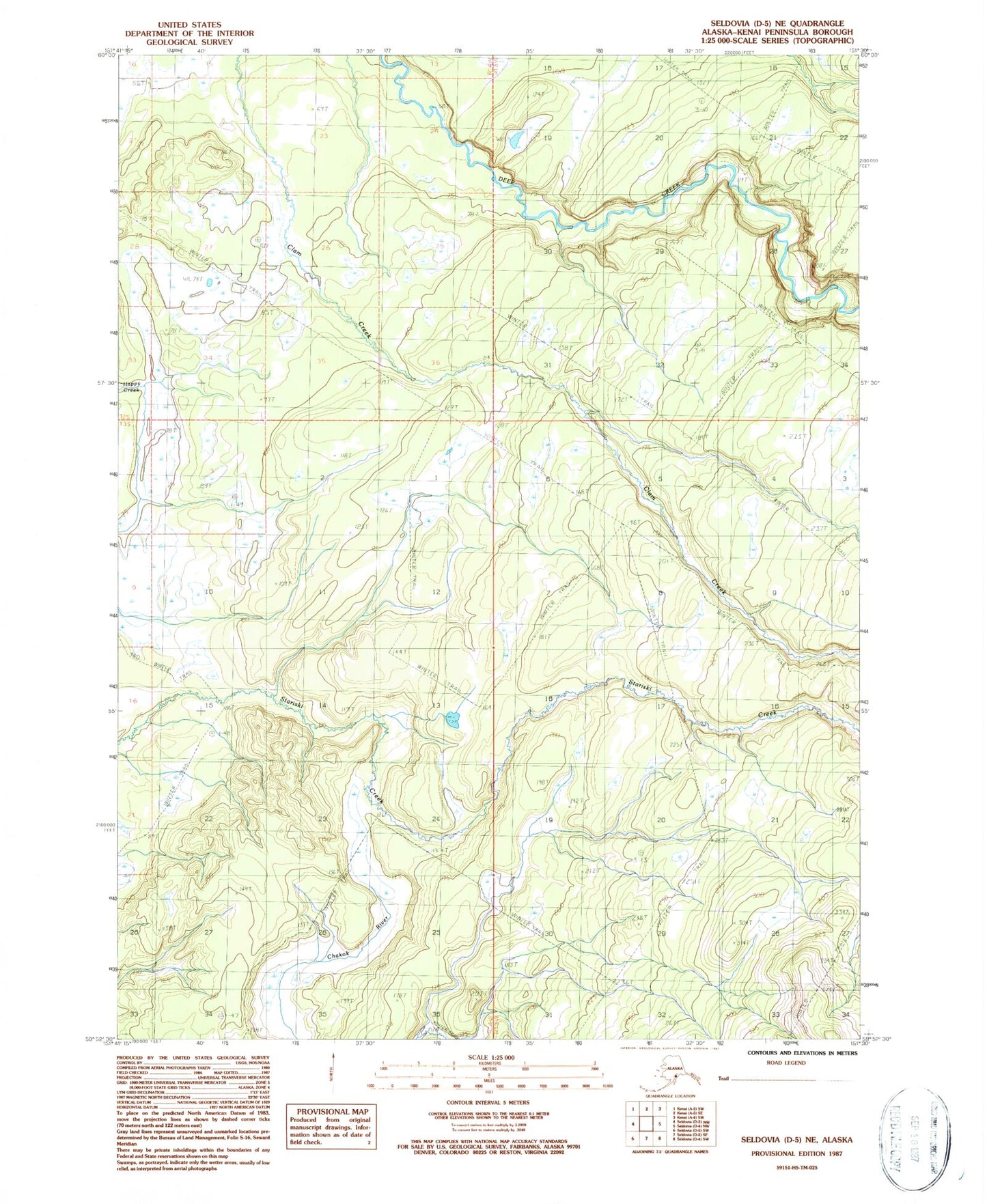 Classic USGS Seldovia D-5 NE Alaska 7.5'x7.5' Topo Map Image