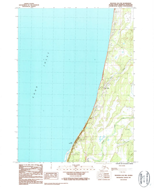 Classic USGS Seldovia D-5 NW Alaska 7.5'x7.5' Topo Map Image