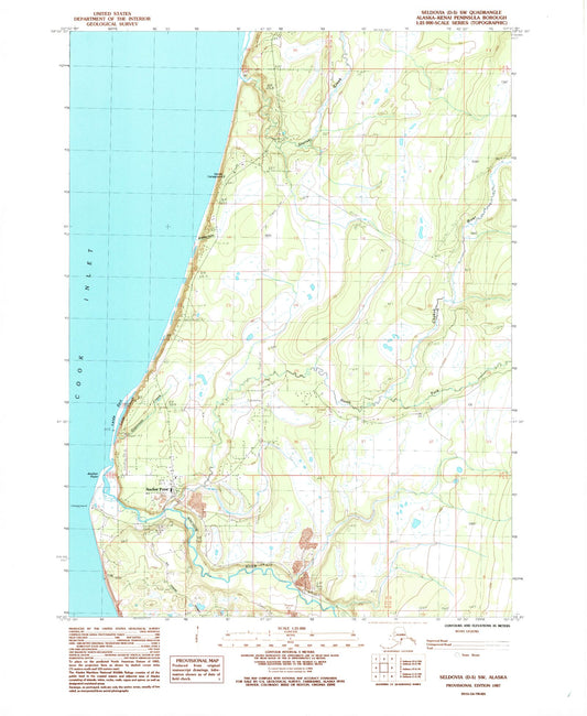 Classic USGS Seldovia D-5 SW Alaska 7.5'x7.5' Topo Map Image