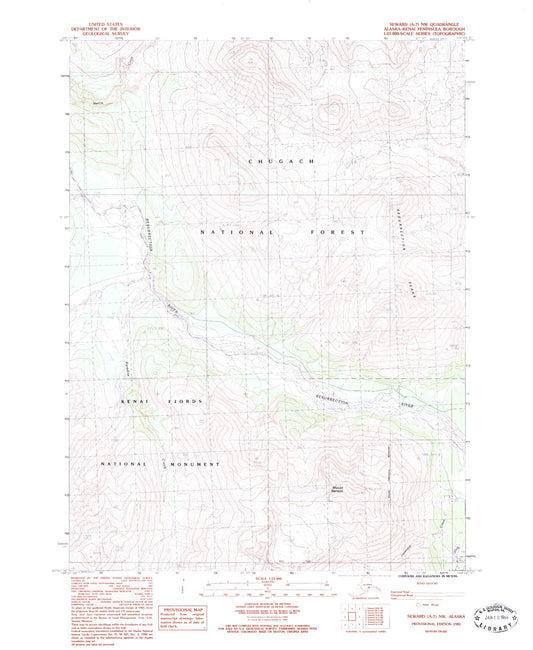 Classic USGS Seward A-7 NW Alaska 7.5'x7.5' Topo Map Image