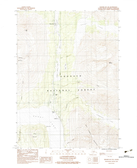 Classic USGS Seward B-7 NE Alaska 7.5'x7.5' Topo Map Image