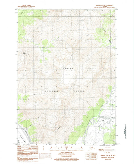 Classic USGS Seward D-6 NE Alaska 7.5'x7.5' Topo Map Image
