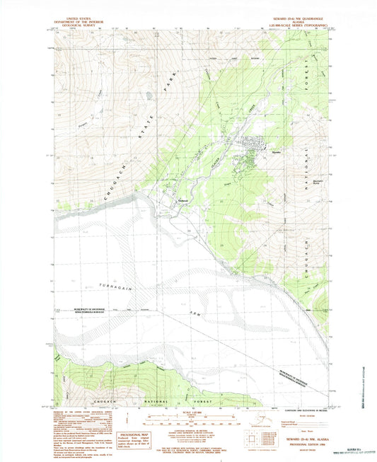 Classic USGS Seward D-6 NW Alaska 7.5'x7.5' Topo Map Image